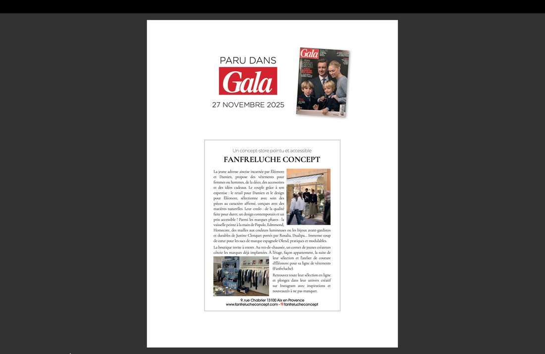 Article Fanfreluche Concept dans le magazine Gala