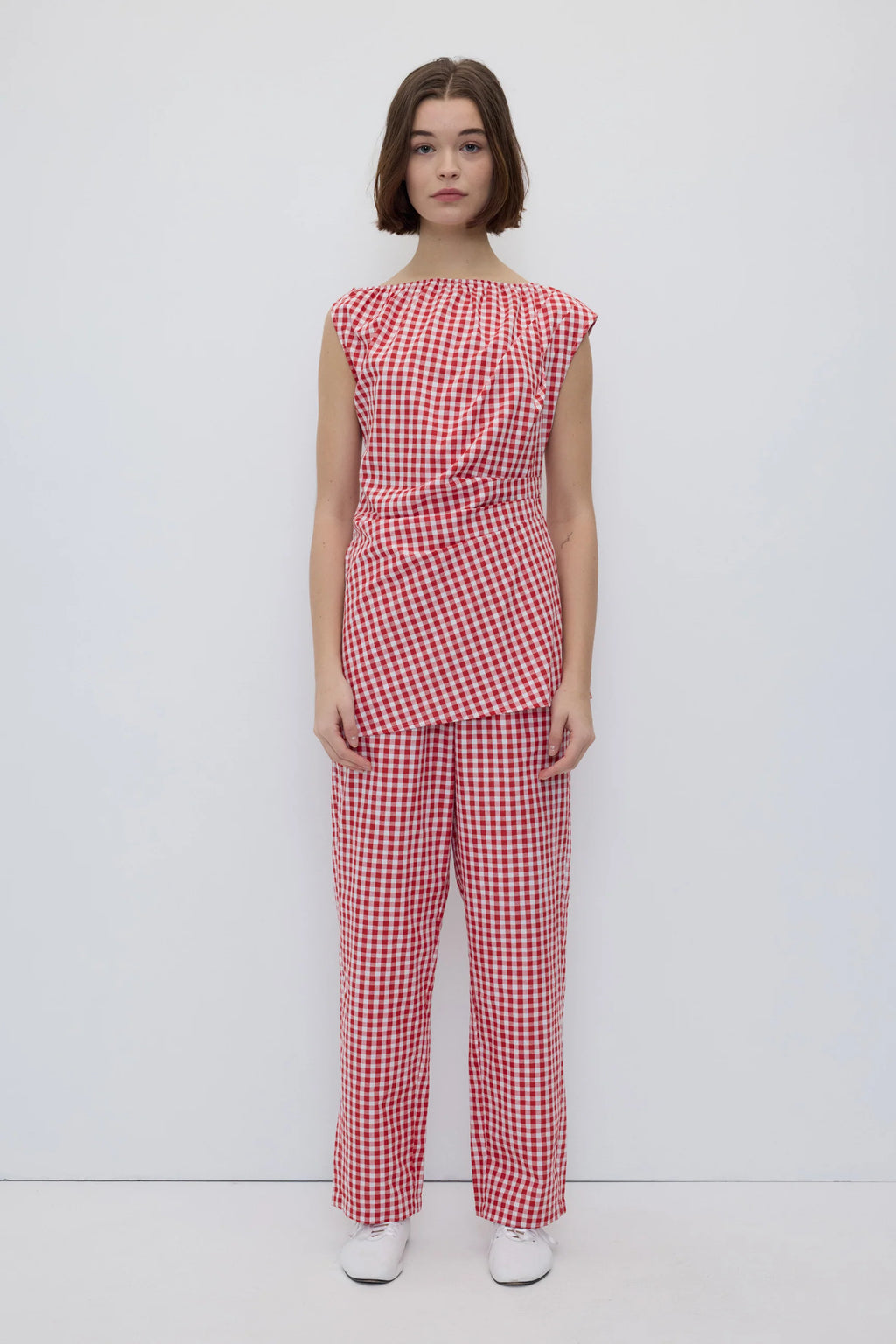 Melisande red gingham top