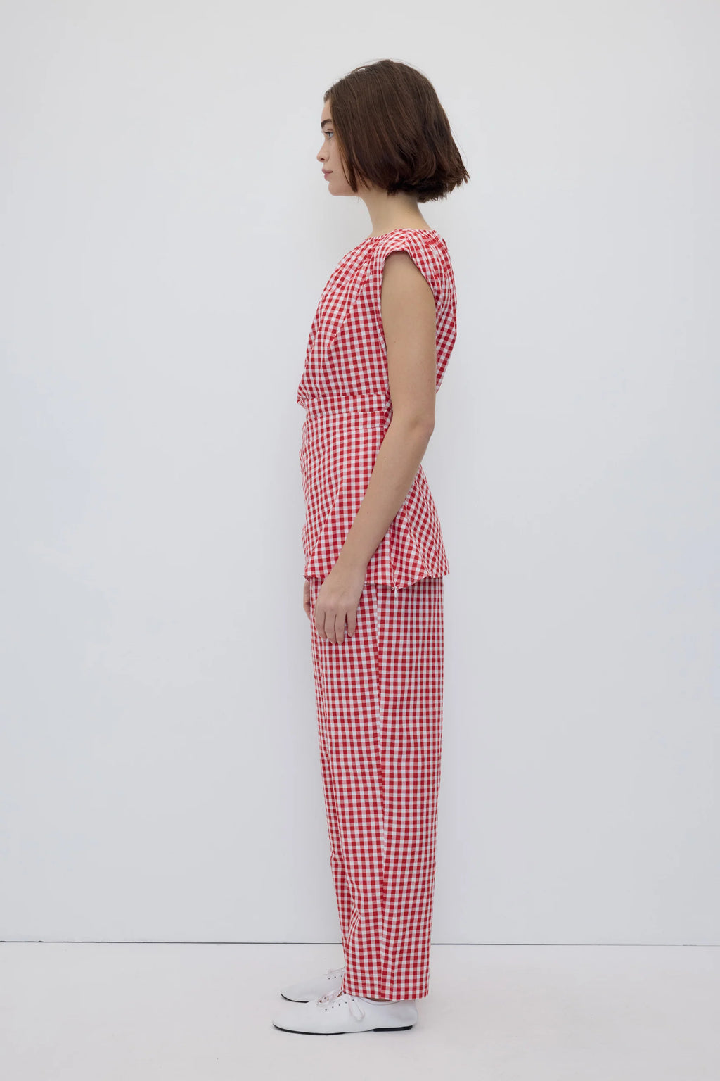 Melisande red gingham top