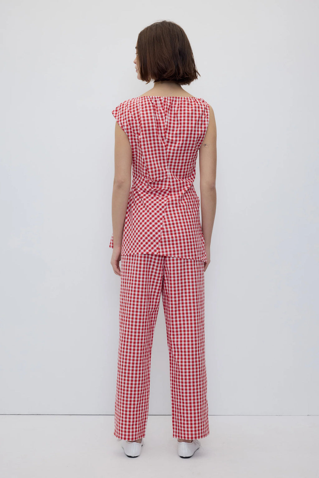 Melisande red gingham top