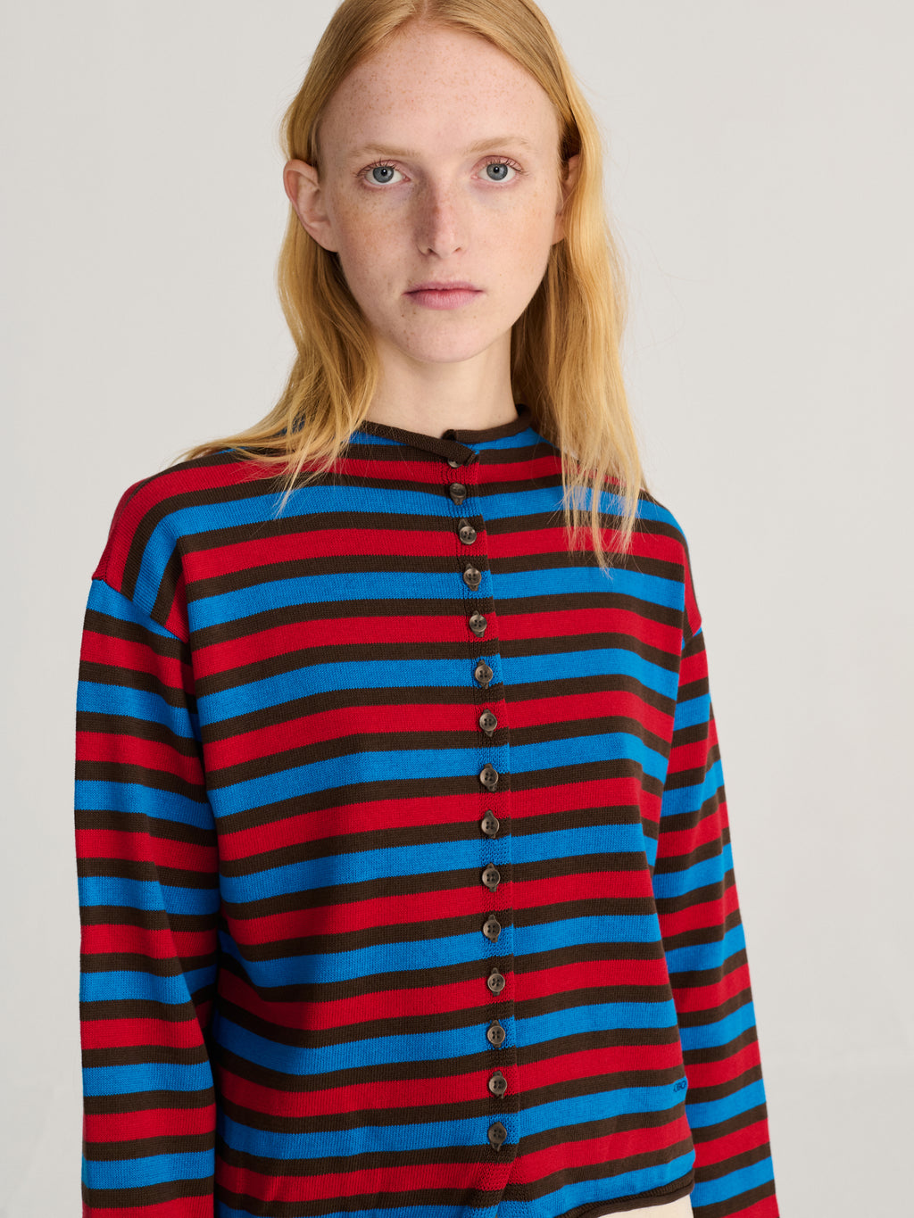 Striped cotton cardigan multi