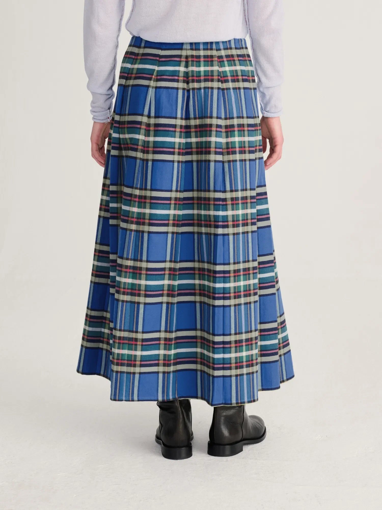 Tartan flannel pleated skirt