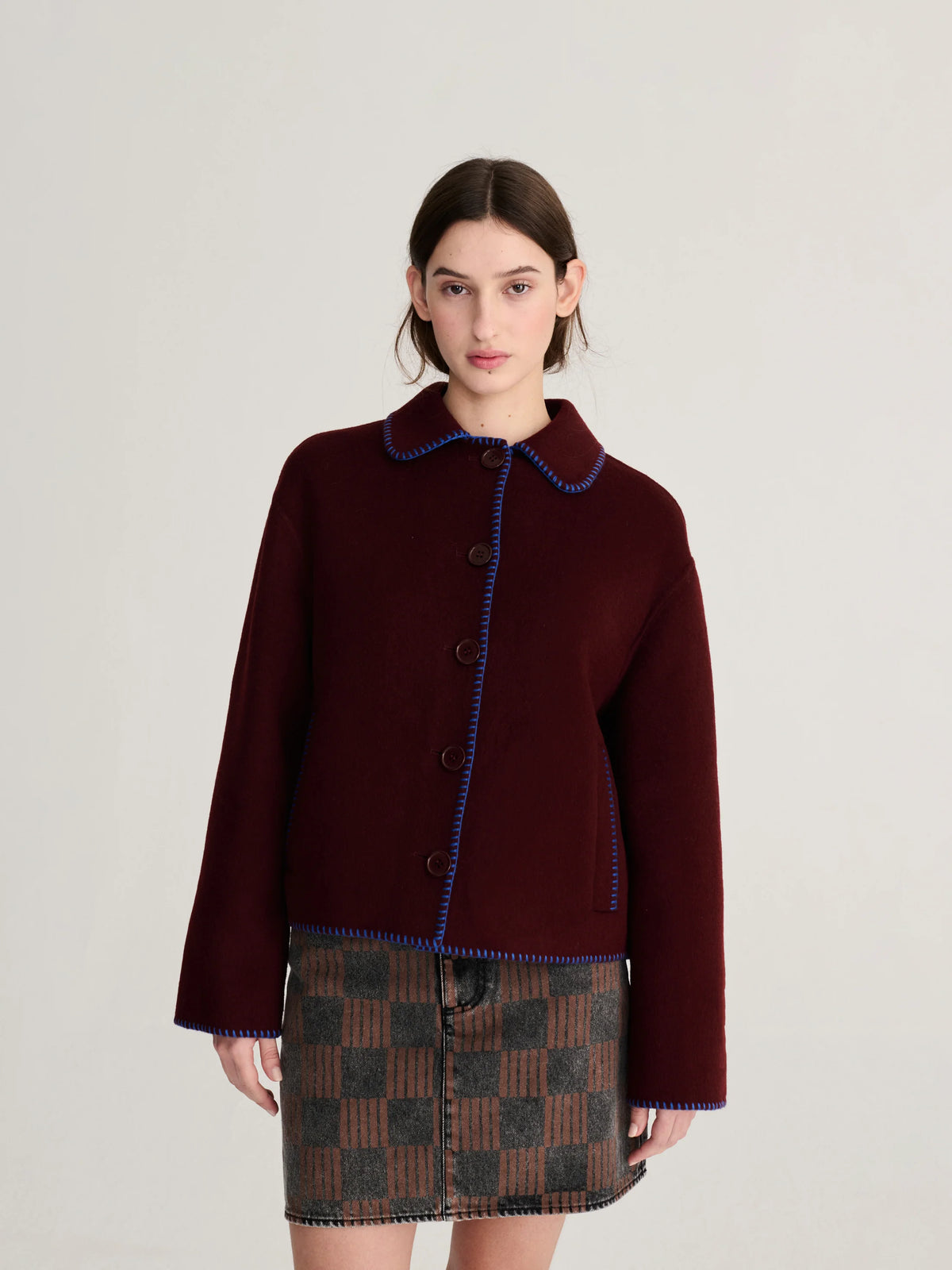 Hand made wool jacket burgundy
