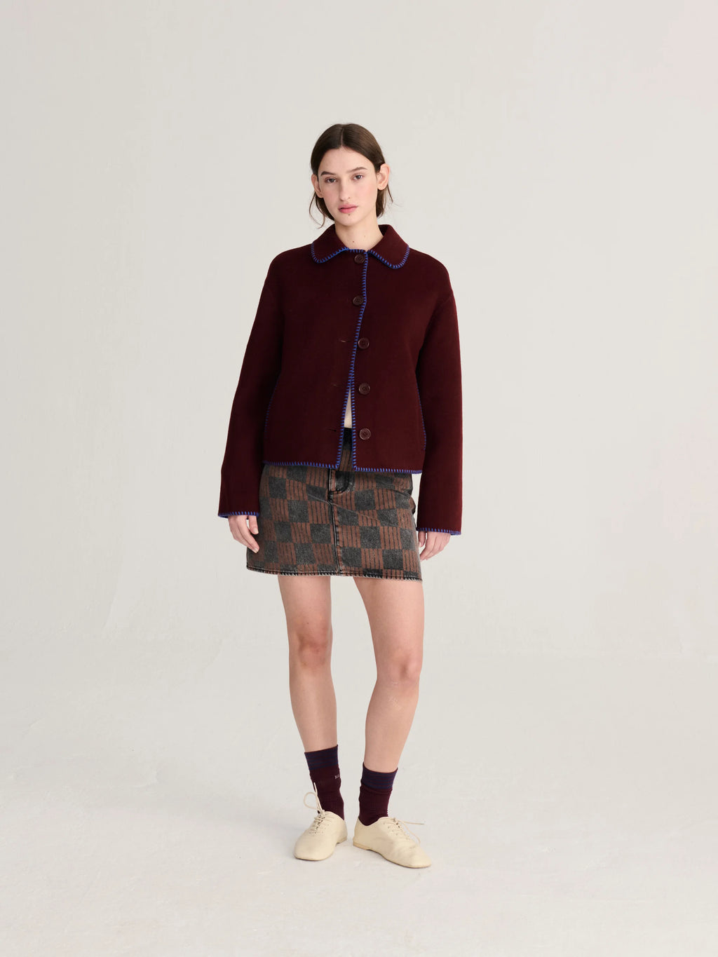 Hand made wool jacket burgundy