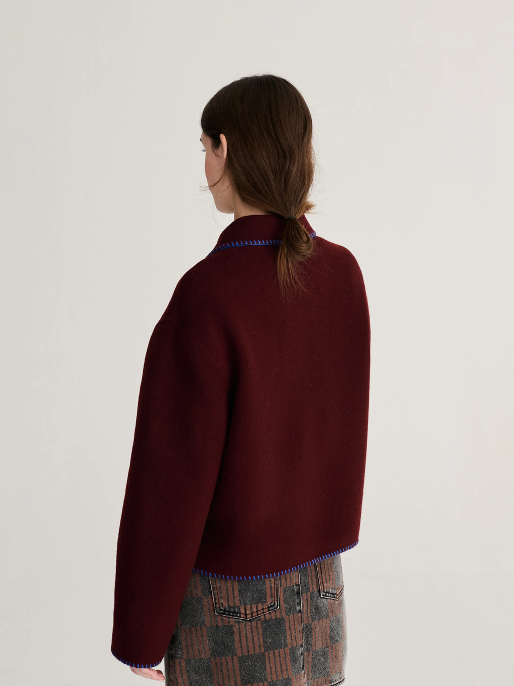 Hand made wool jacket burgundy