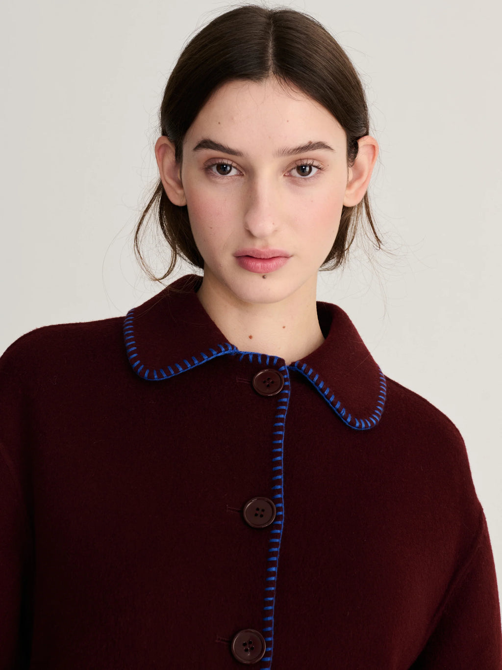 Hand made wool jacket burgundy