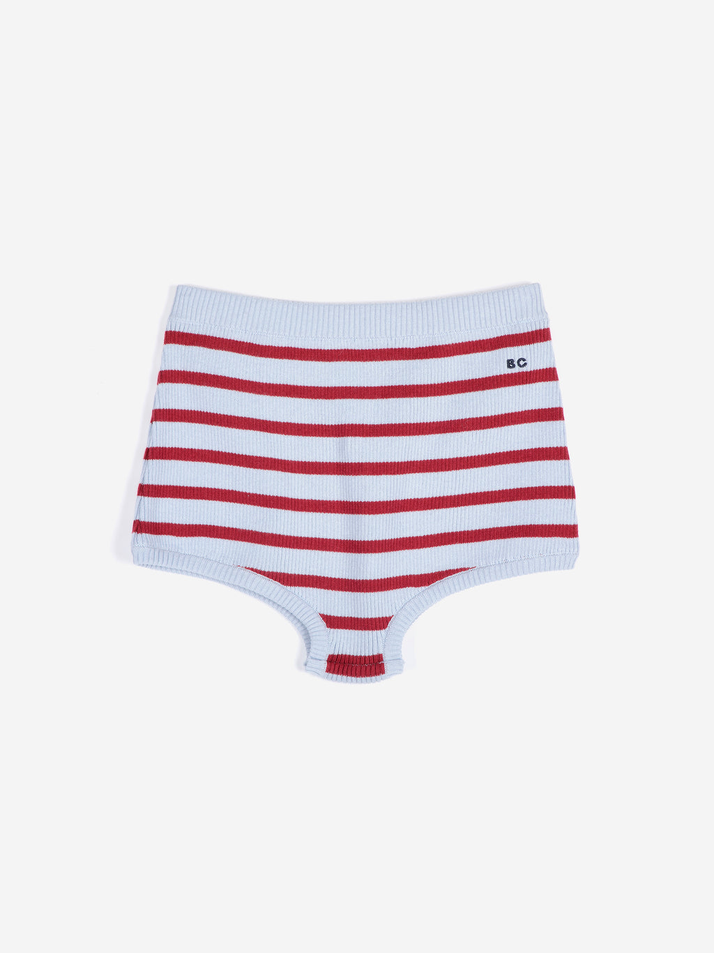 Striped knitted wool cotton minishort blue