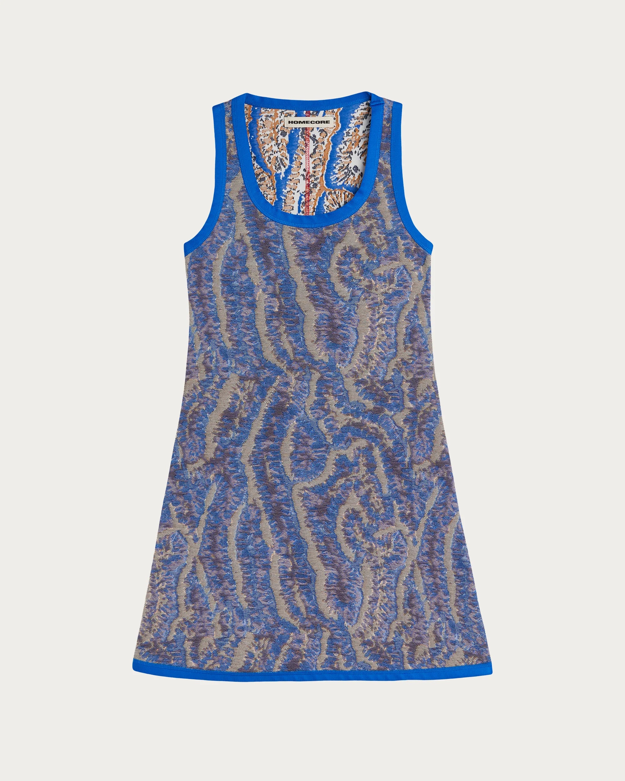 Coral blue multi bias dress