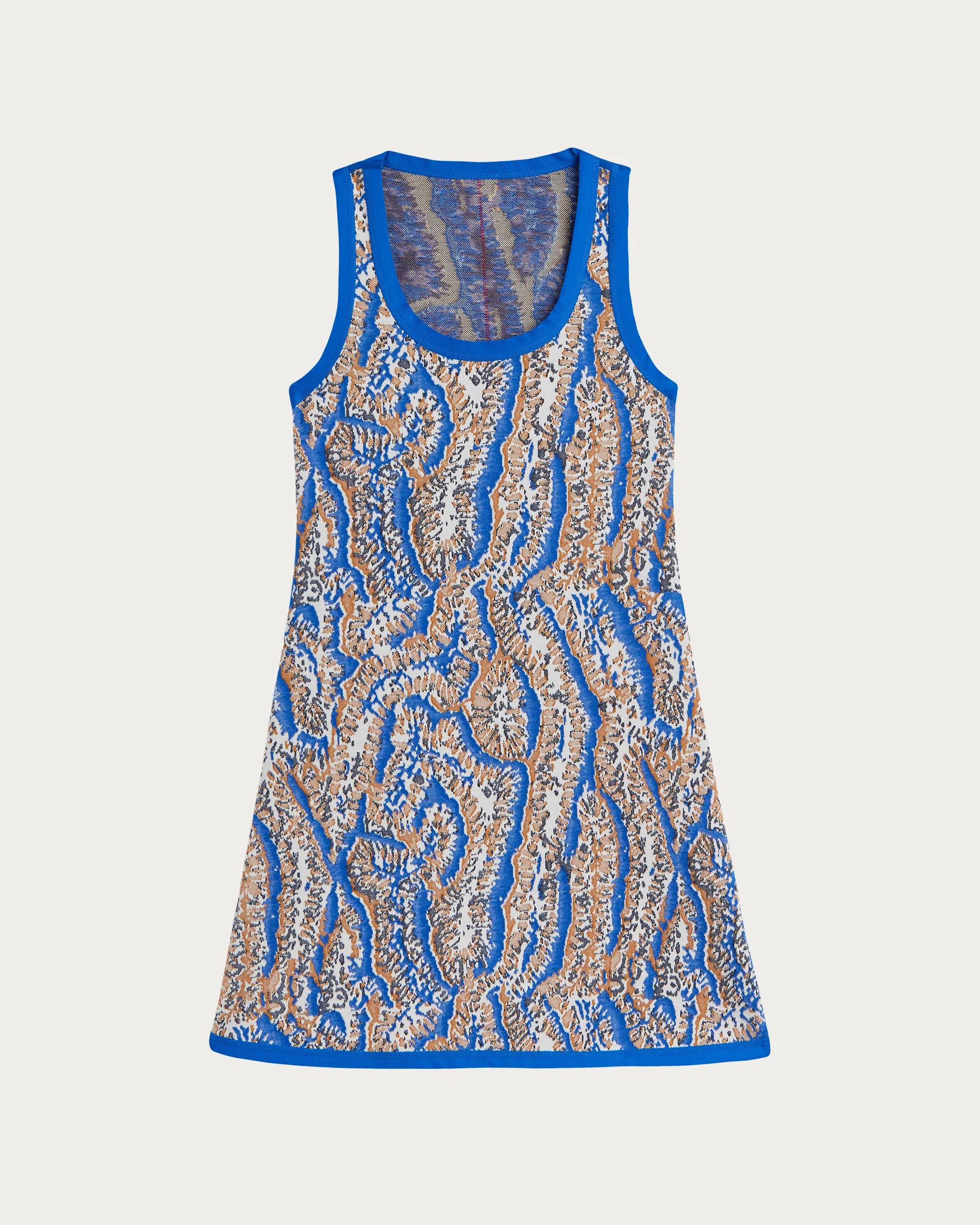 Coral blue multi bias dress