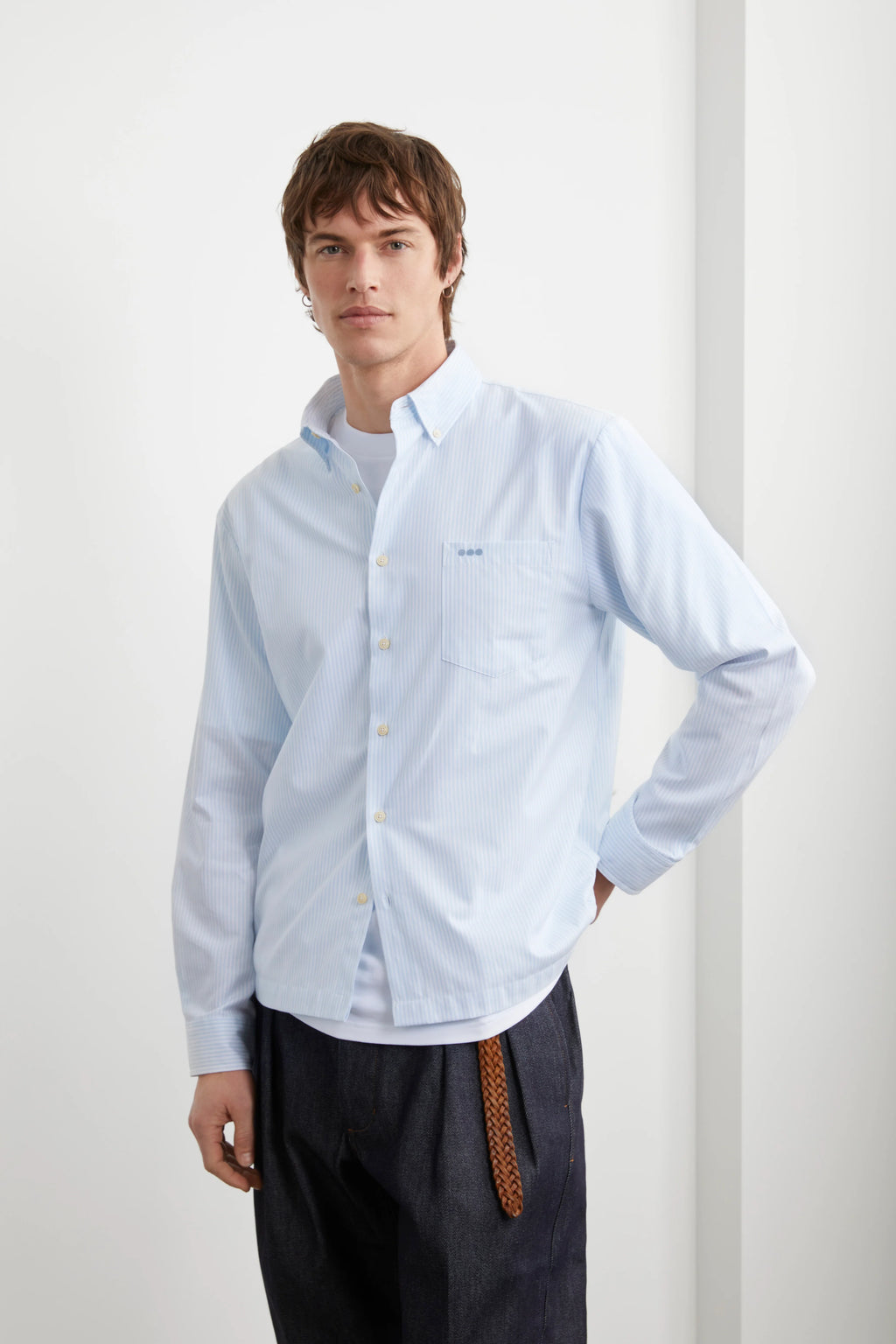 Chemise Oxford HEOL bleu à rayures