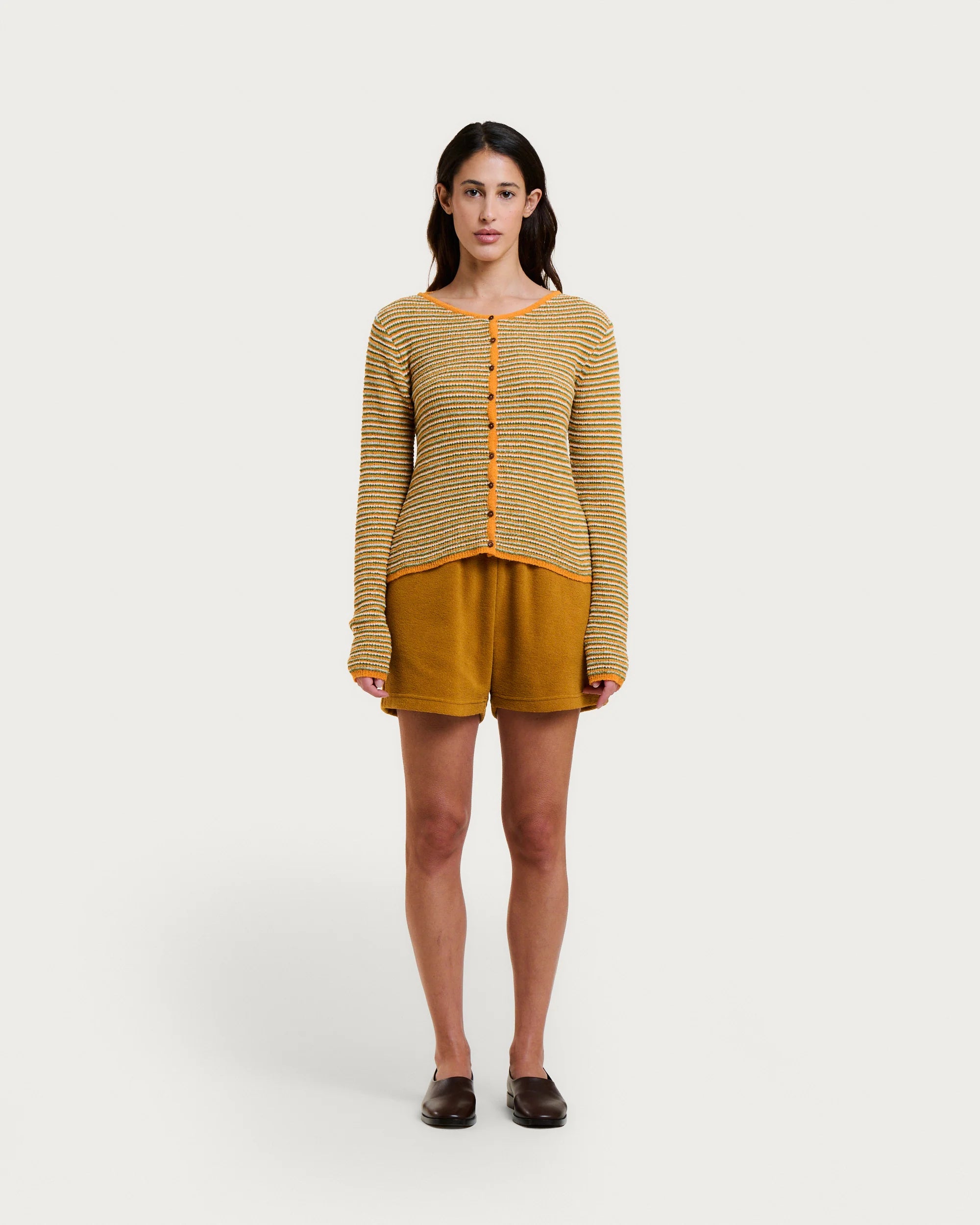 Cardigan cleo spuma orange stripes