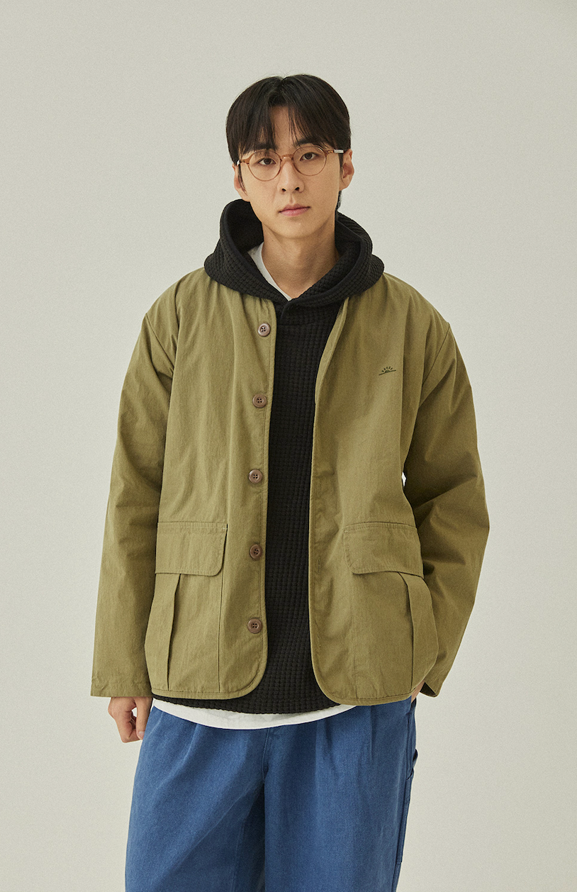 Reversible round utility jacket khaki