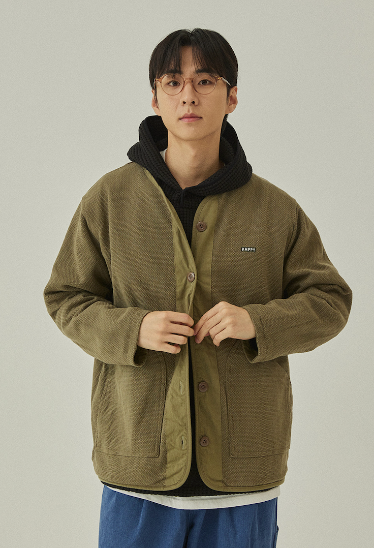 Reversible round utility jacket khaki
