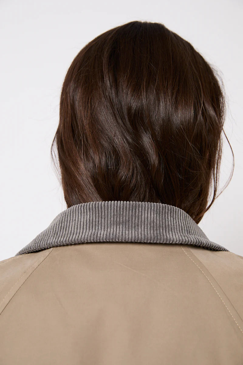 Duo gabardine two-tone trench coat