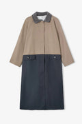 Duo gabardine two-tone trench coat