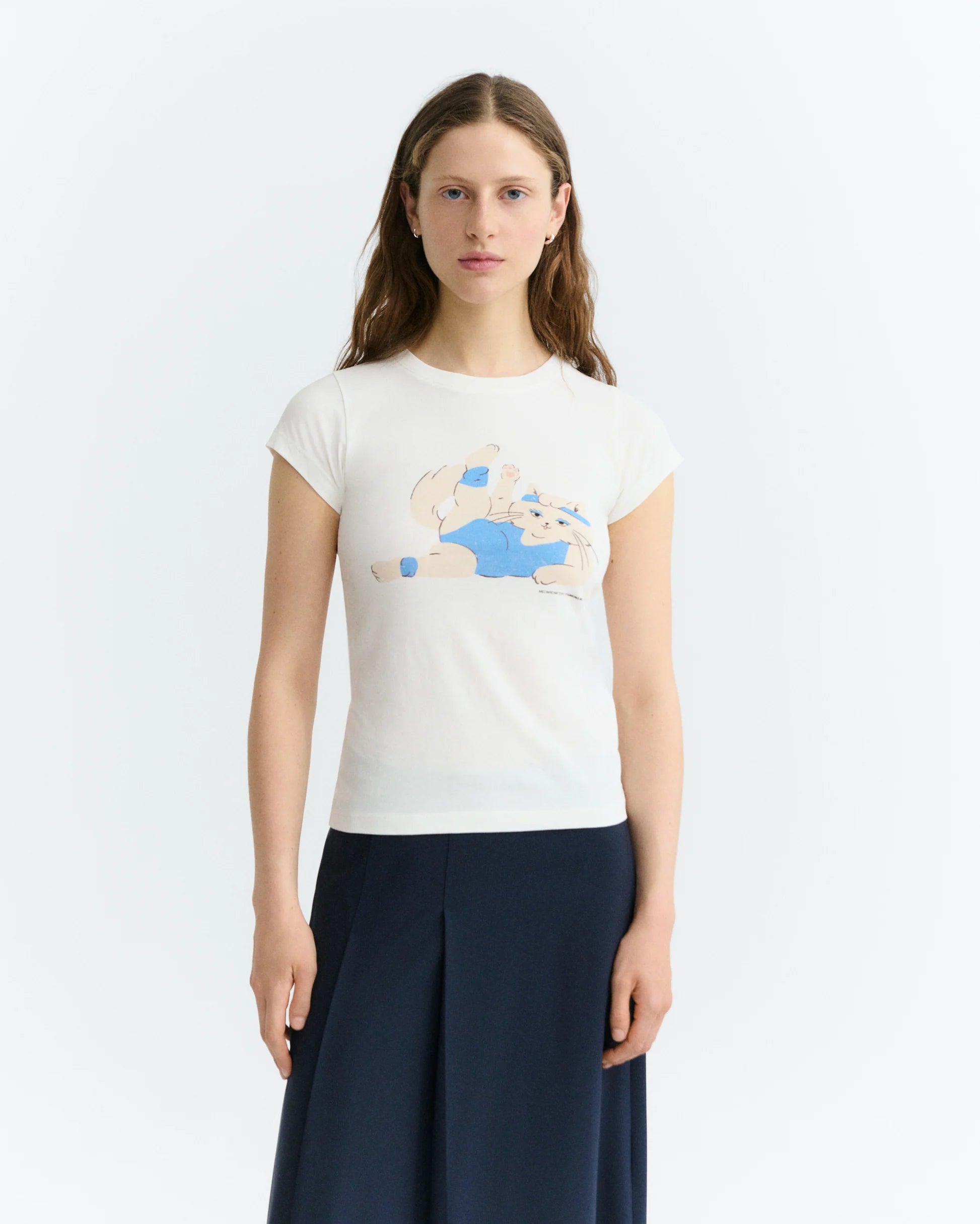 Meowrobics white myrna tee