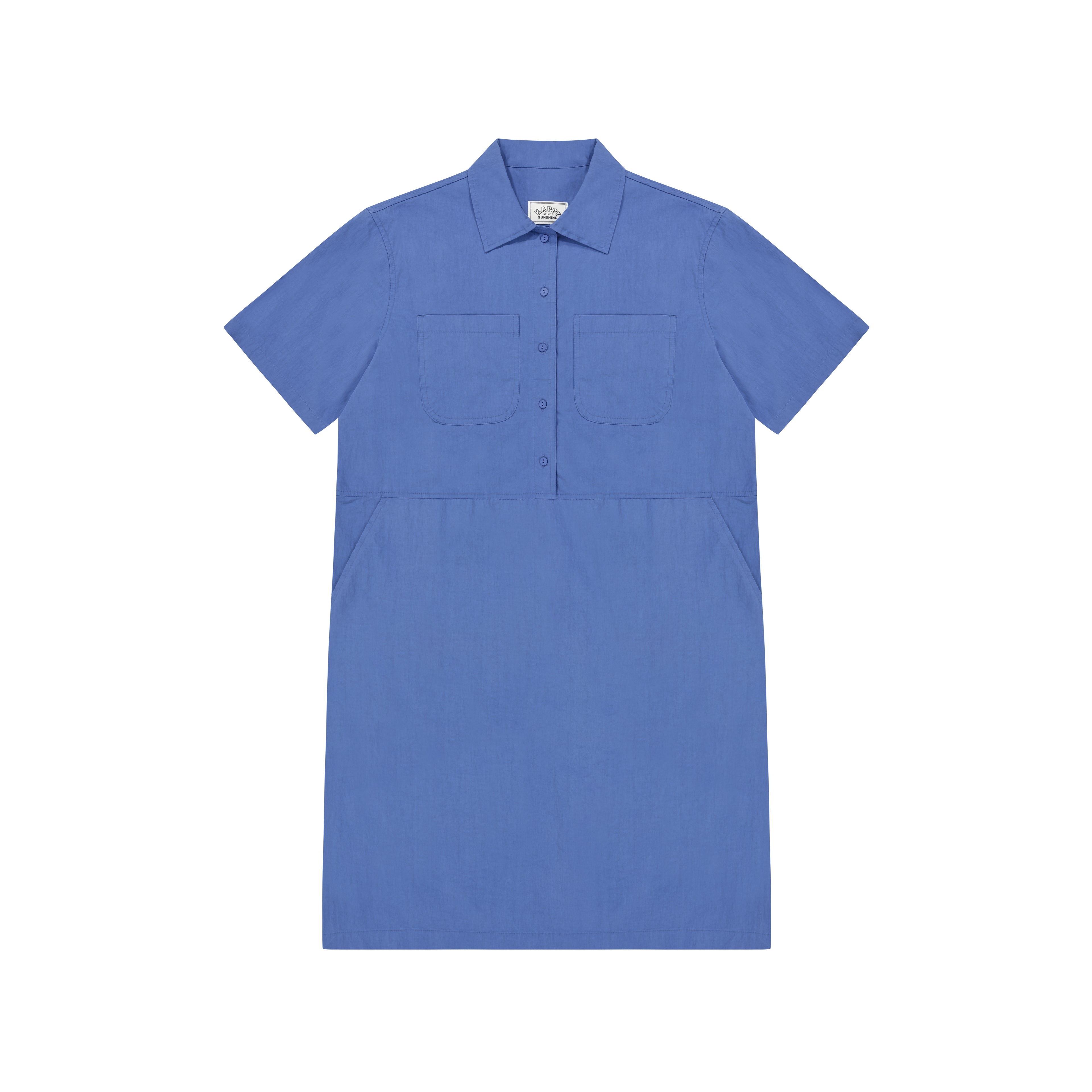 Pocket half shirt dress blue