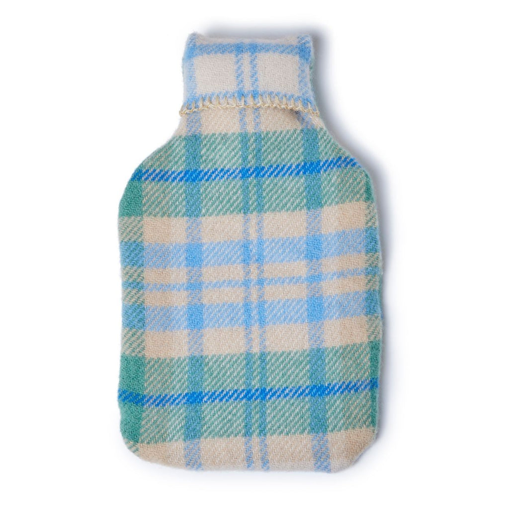 Blue pure virgin wool hot water bottle