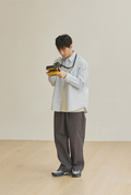 One tuck wide fatigue pants charcoal