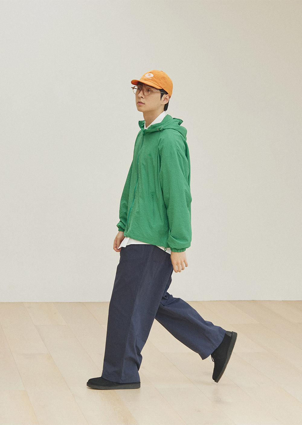 Two tuck wide cn pants navy