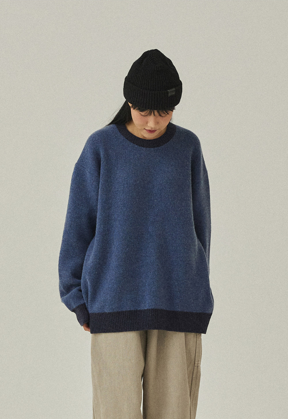 Ringer wool knitwear blue